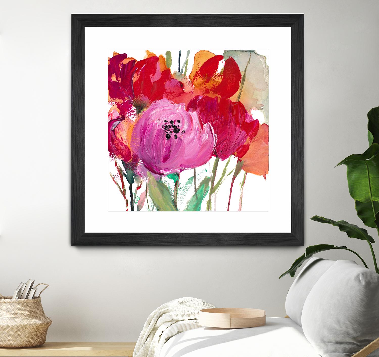 Red and Pink Flower Garden by Lanie Loreth on GIANT ART - red floral