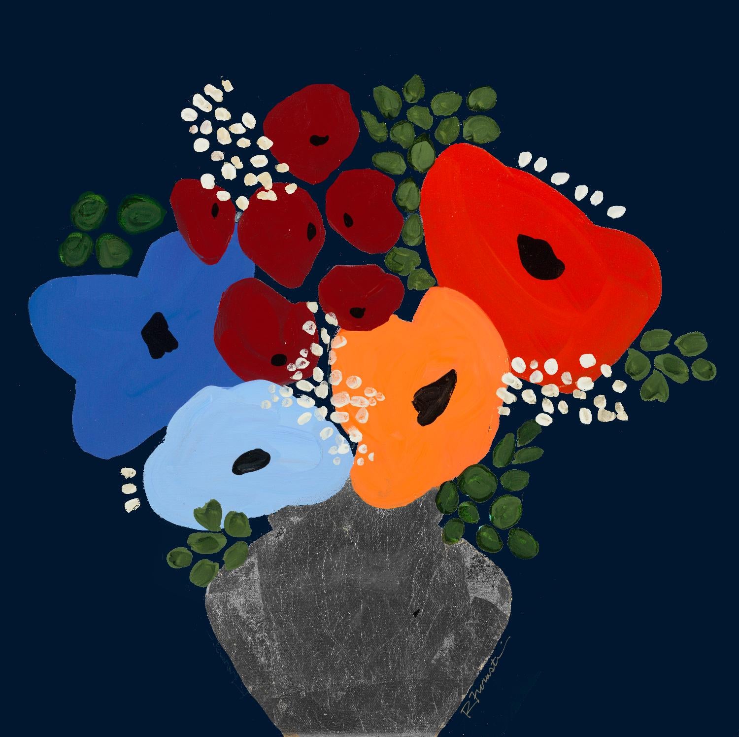 My Day V2 by Ruth Fromstein on GIANT ART - blues botanical bouquet