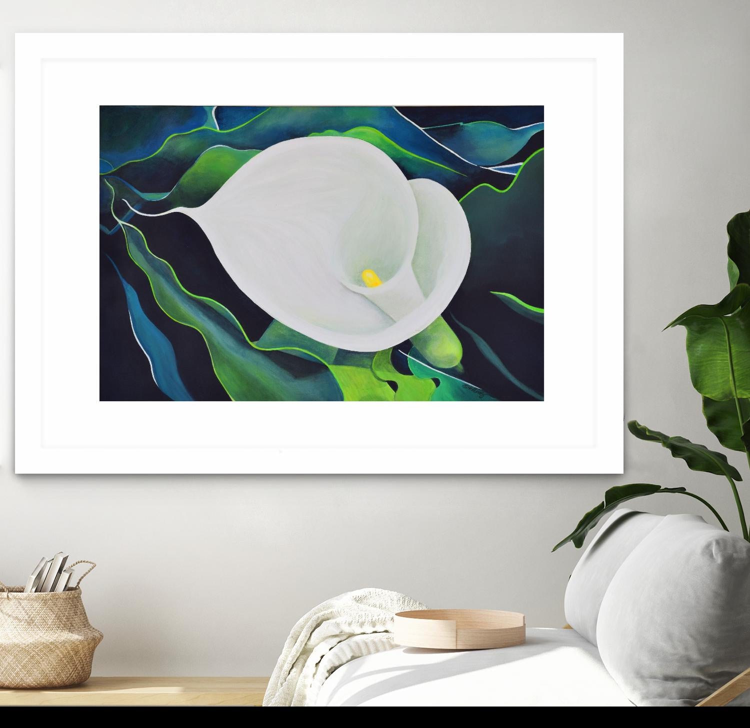 CALLA LILY by LINDA STELLING on GIANT ART - blue floral tropical floral
