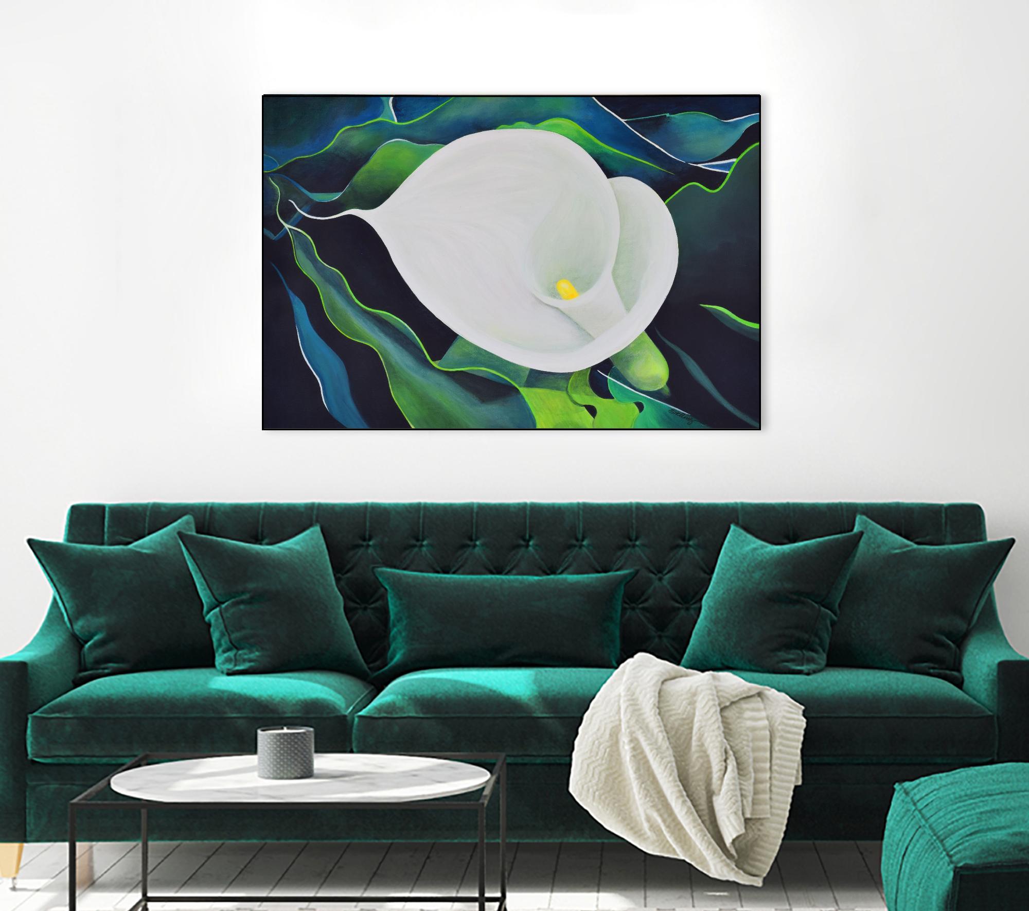 CALLA LILY by LINDA STELLING on GIANT ART - blue floral tropical floral