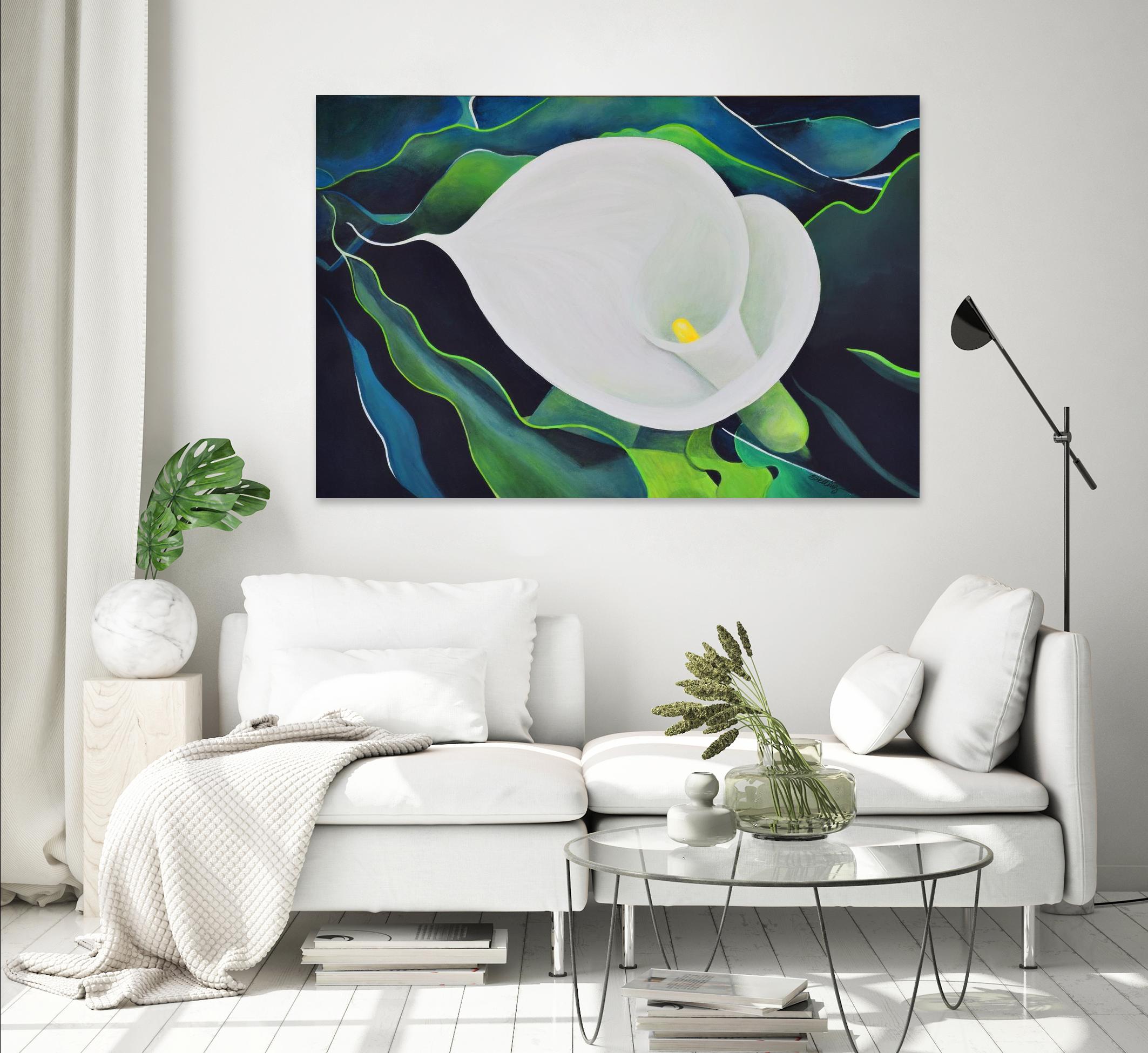 CALLA LILY by LINDA STELLING on GIANT ART - blue floral tropical floral