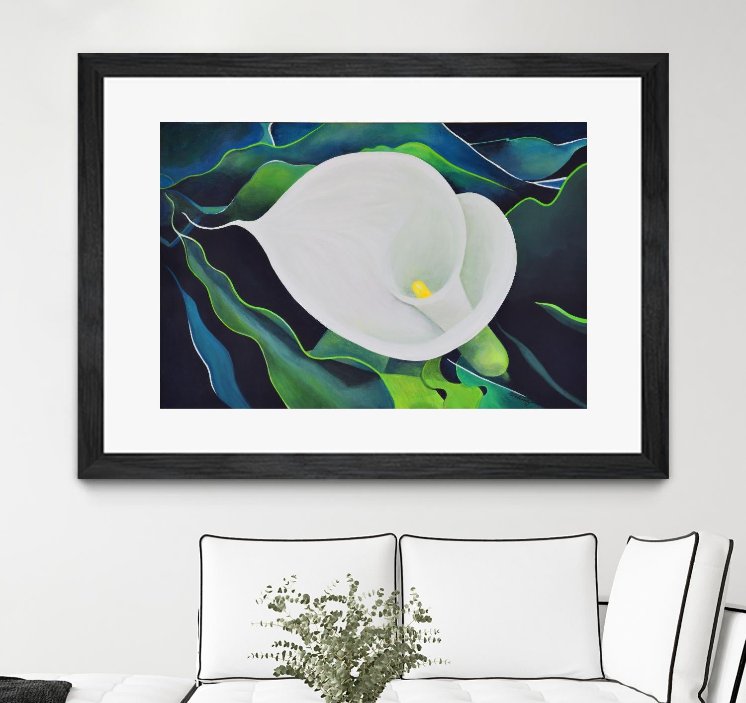 CALLA LILY by LINDA STELLING on GIANT ART - blue floral tropical floral