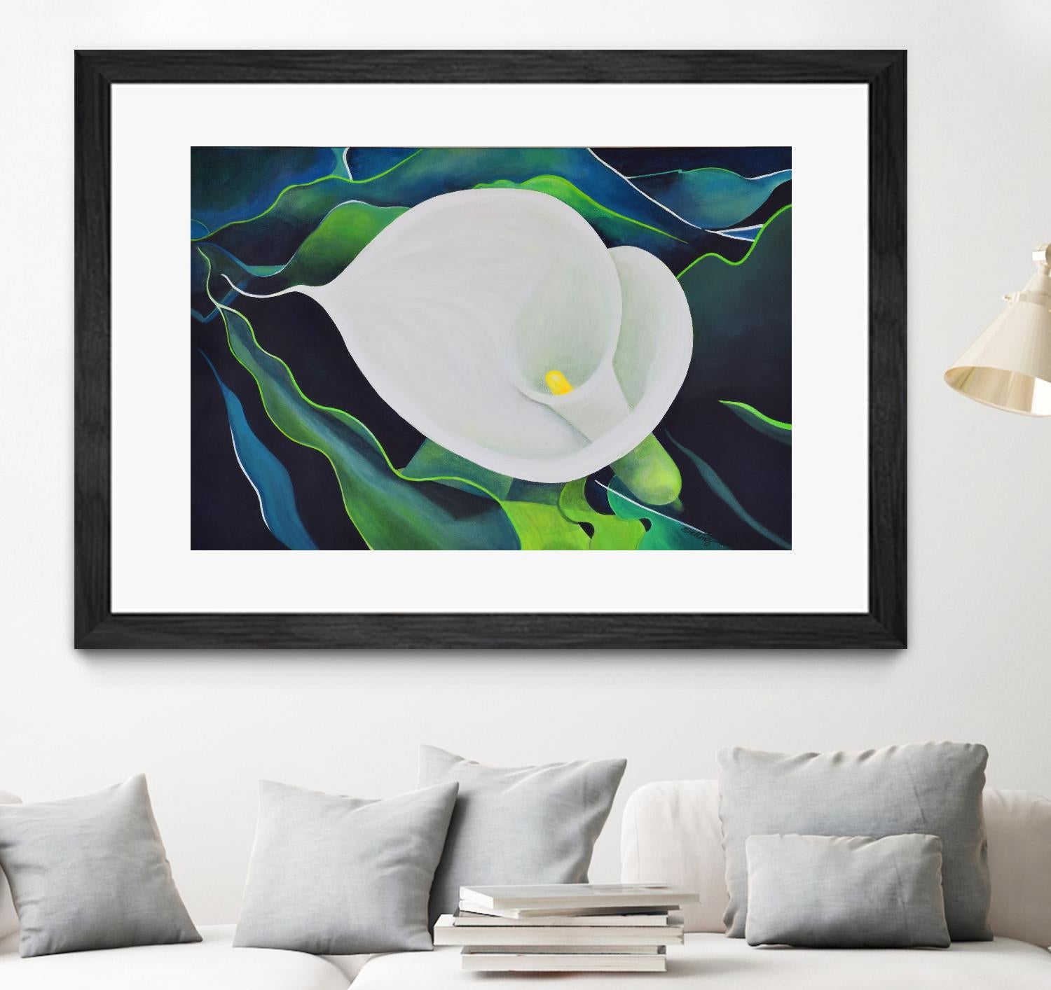 CALLA LILY by LINDA STELLING on GIANT ART - blue floral tropical floral