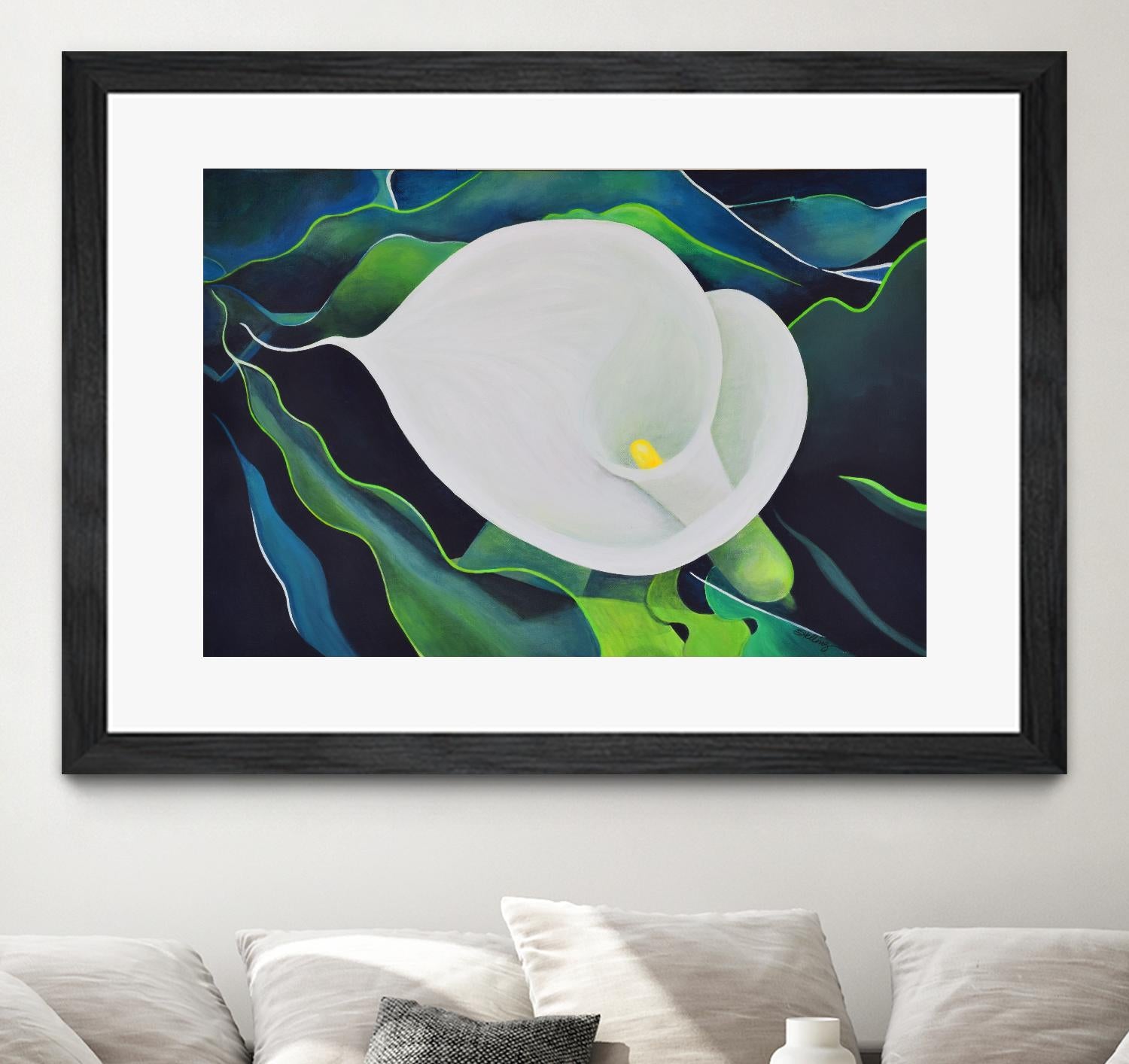 CALLA LILY by LINDA STELLING on GIANT ART - blue floral tropical floral