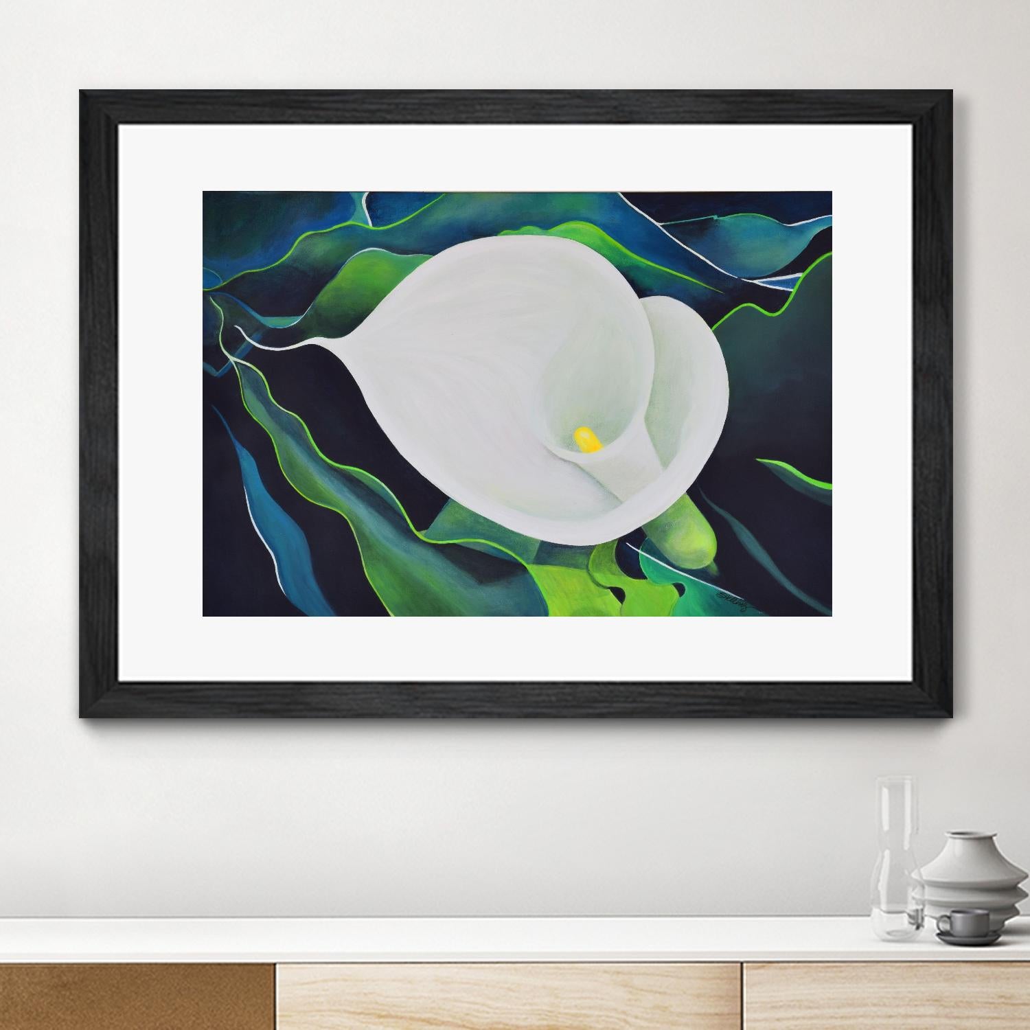 CALLA LILY by LINDA STELLING on GIANT ART - blue floral tropical floral