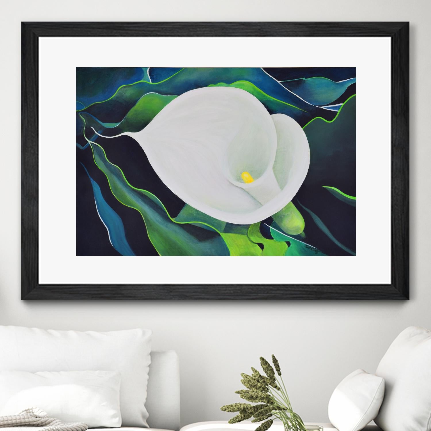 CALLA LILY by LINDA STELLING on GIANT ART - blue floral tropical floral