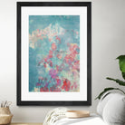 Embellished Teal Rose Garden I by Jennifer Goldberger on GIANT ART - blue abstract