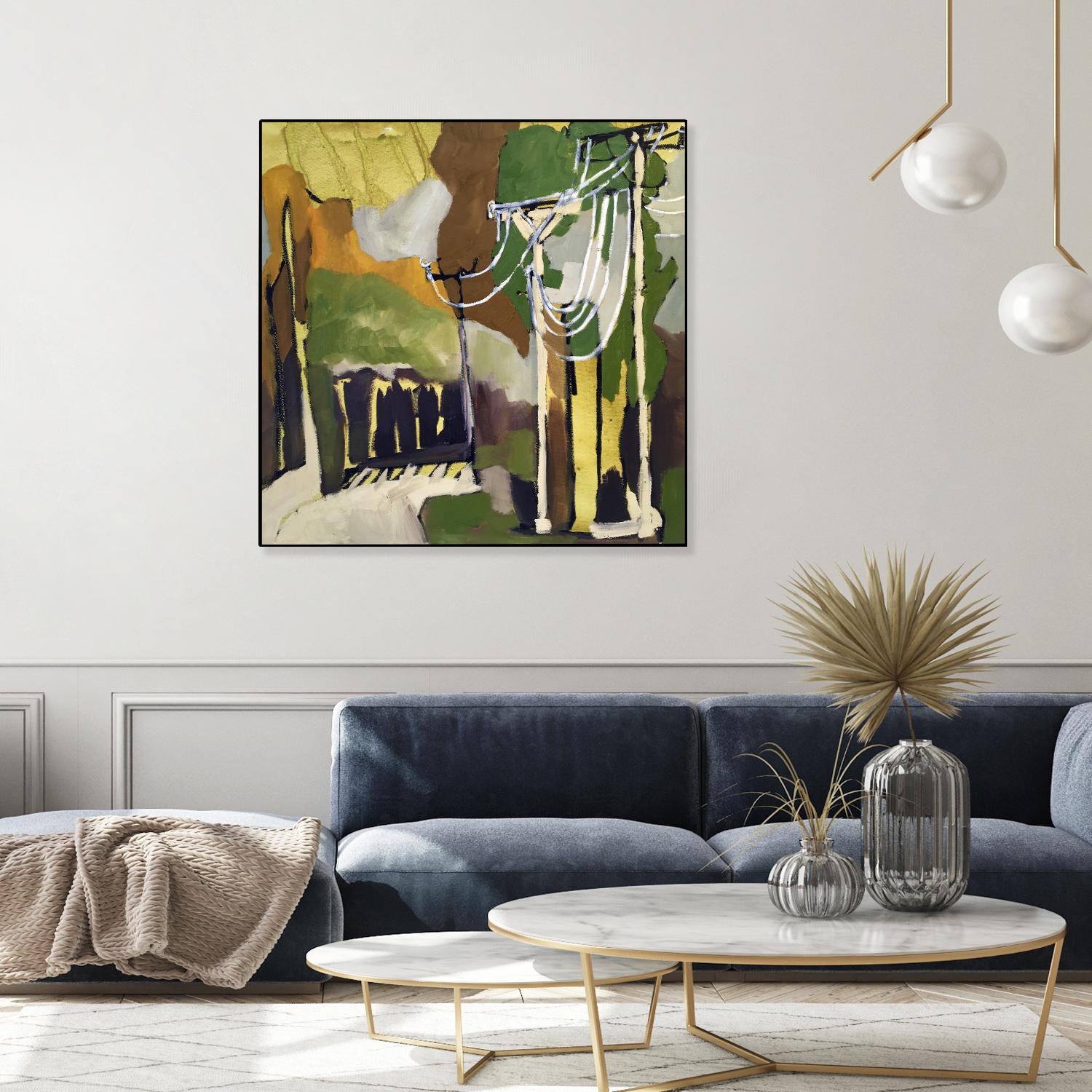 Trees & Wires X by Erin McGee Ferrell on GIANT ART - green abstract
