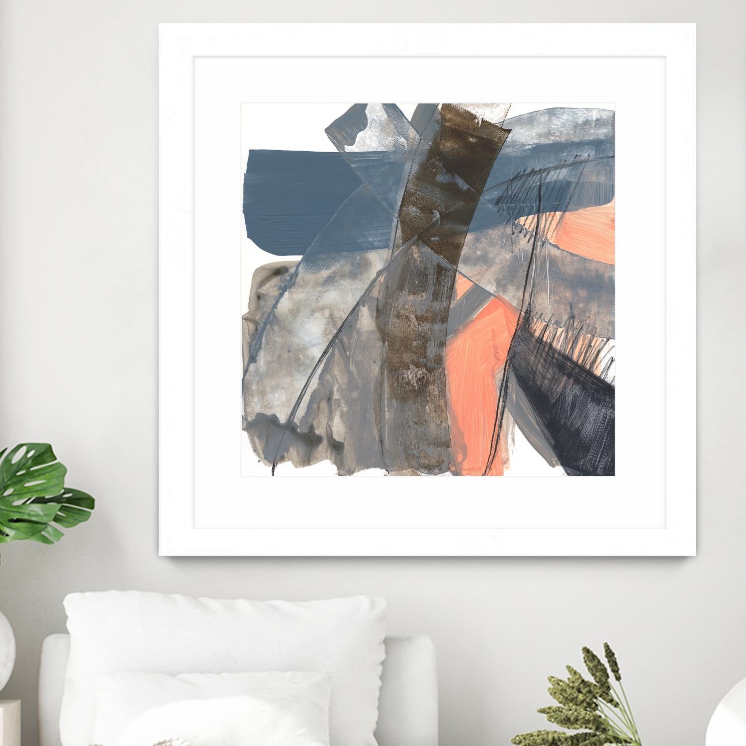 Neutrals & Coral II by Jennifer Goldberger on GIANT ART - grey  abstract abstract 