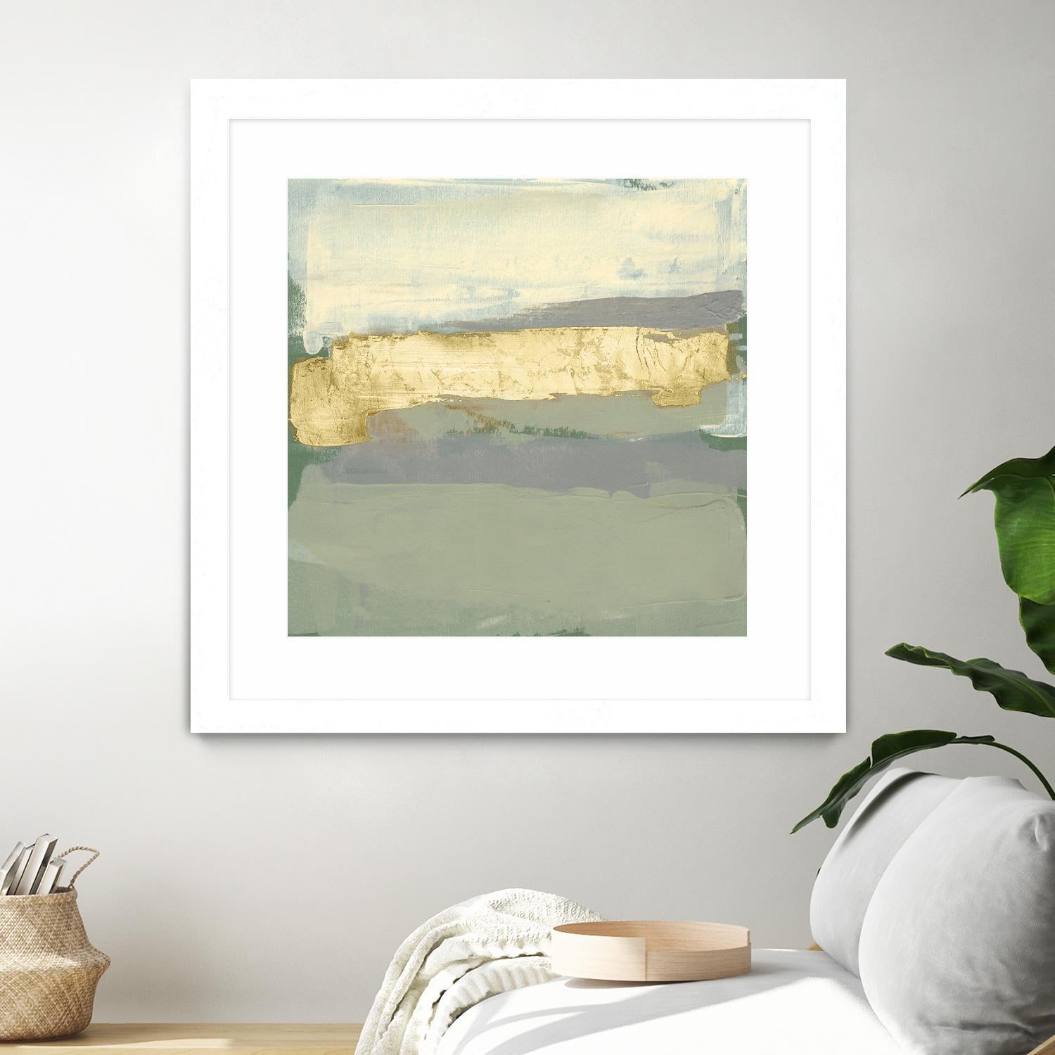 Sage & Gold Swipe I by Jennifer Goldberger on GIANT ART - gold abstract abstract