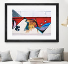 Flying fish graffiti by Pexels on GIANT ART - blue architectural