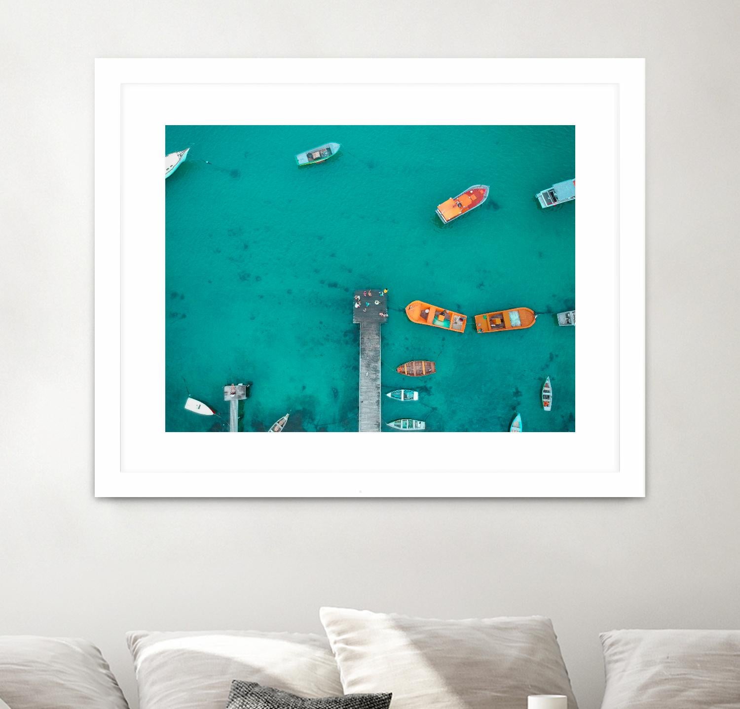 Boat traffic by Pexels on GIANT ART - orange sea scene