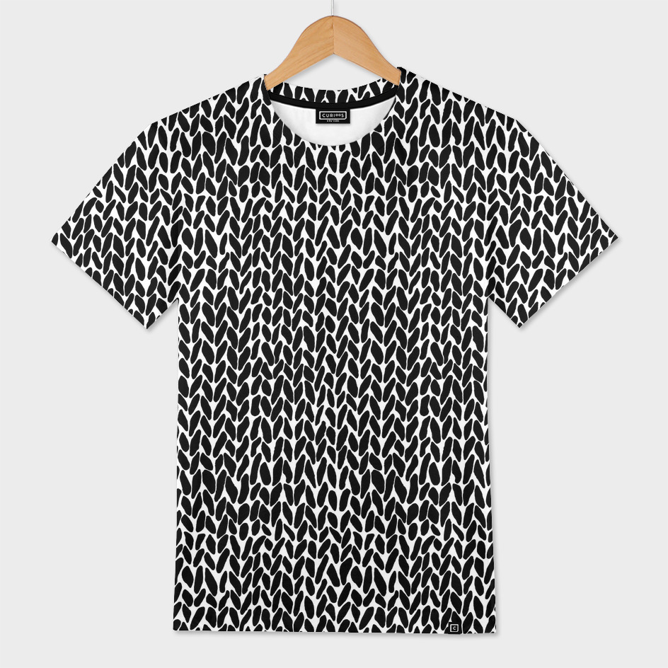 «Hand Knit Black» Men's All Over T-Shirt by Emeline | Curioos