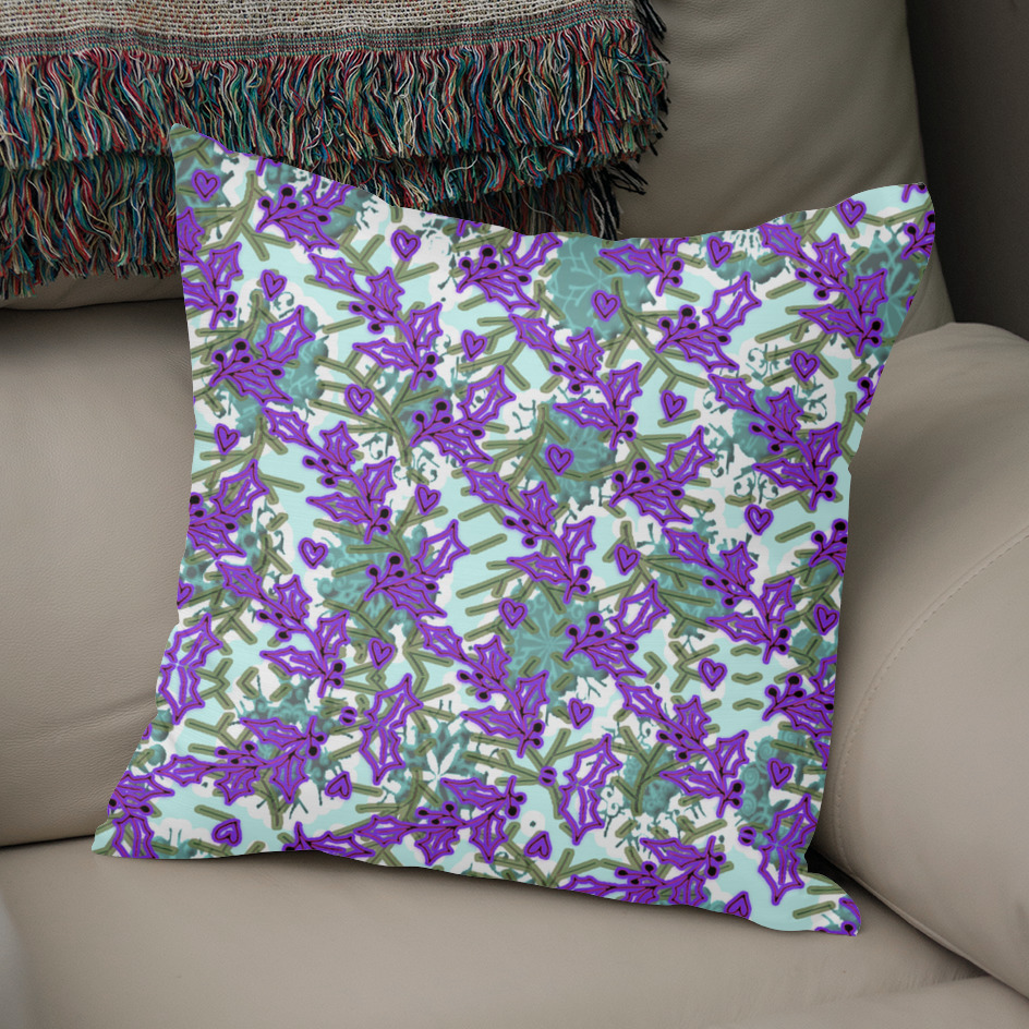 «Winter Leaves & Snow» Throw Pillow by Artsy Craftery Design Studio ...