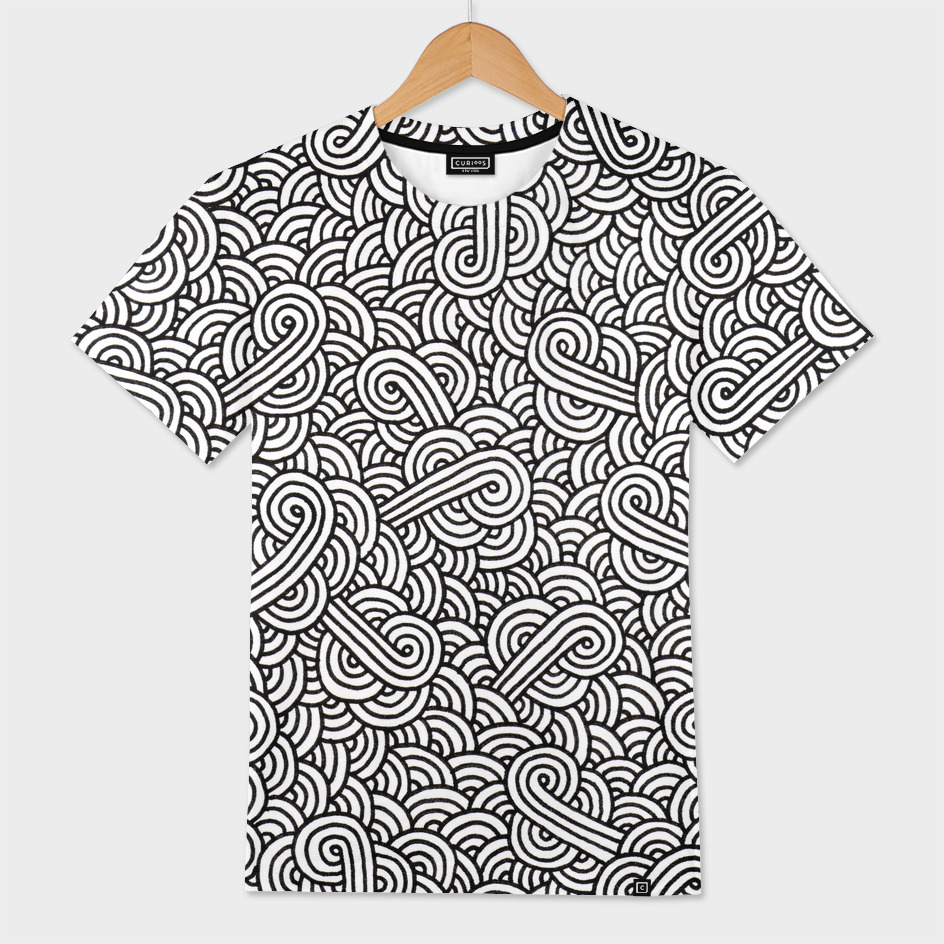 «Black and white swirls doodle» Men's All Over T-Shirt by Savousepate ...