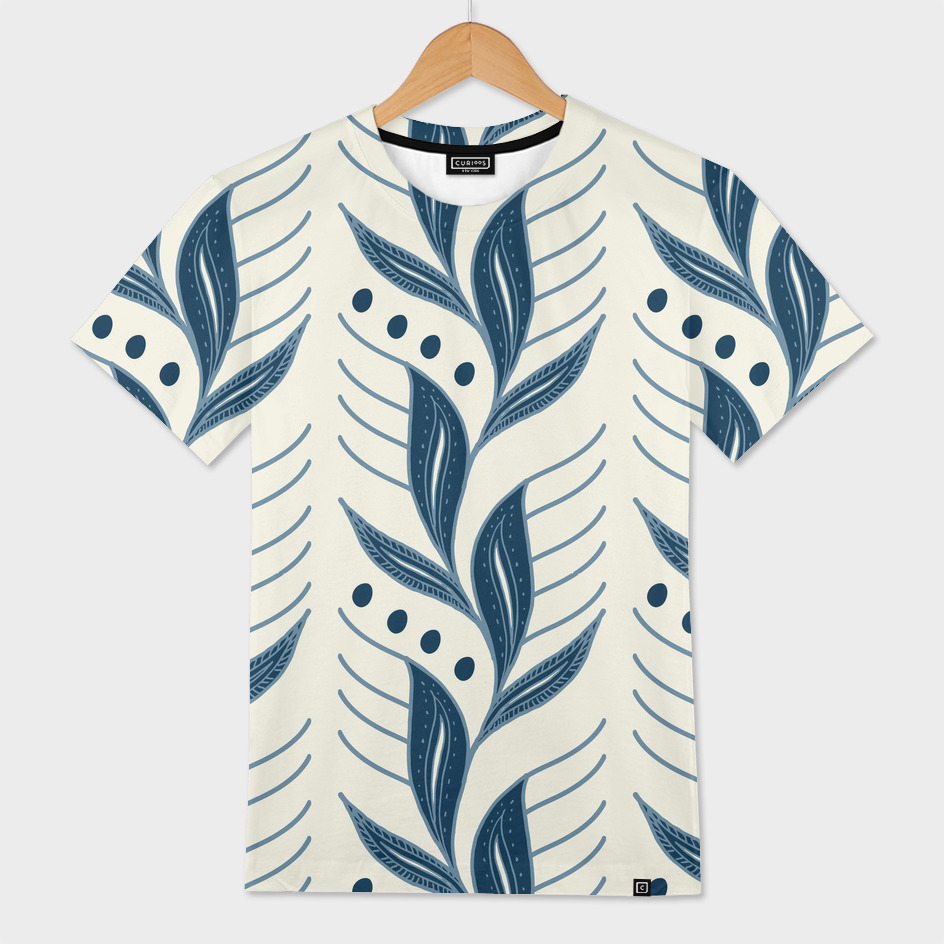 «Indigo Leaves» Men's All Over T-Shirt by DesigndN | Curioos