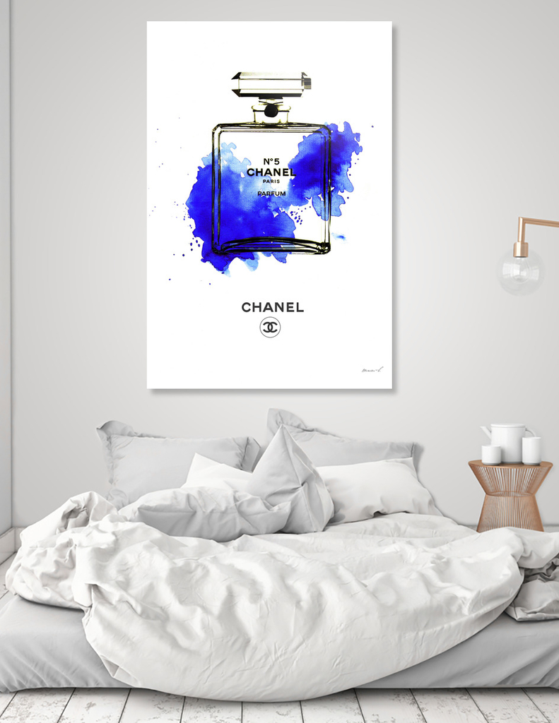 Chanel Perfume Bottle Invert» Throw Pillow by Mercedes Lopez Charro