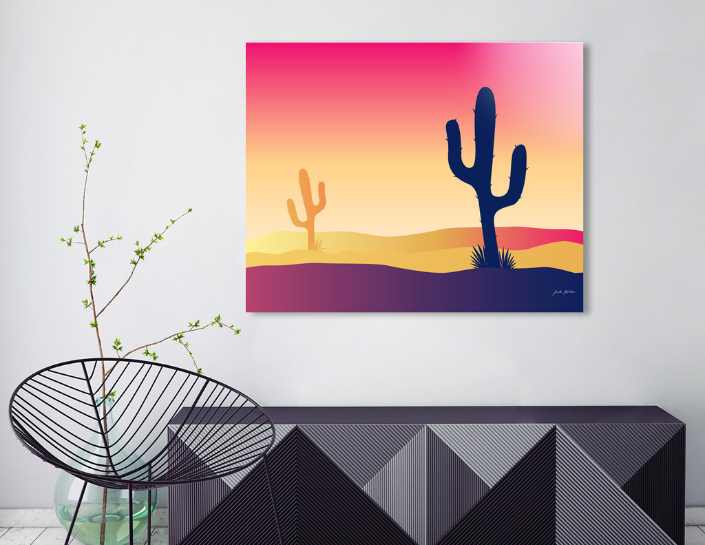«Mexico cactus : orange, dark silhouette» Aluminum Print by Bee and ...