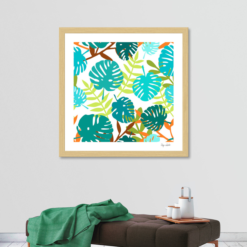 «Tropical jungle with palm leaves» Art Print by Inga Linder-Kopiecka ...