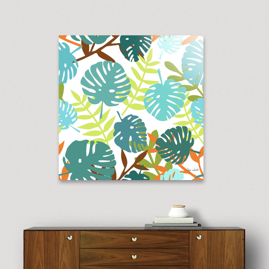 «Tropical jungle with palm leaves» Acrylic Glass Print by Inga Linder ...