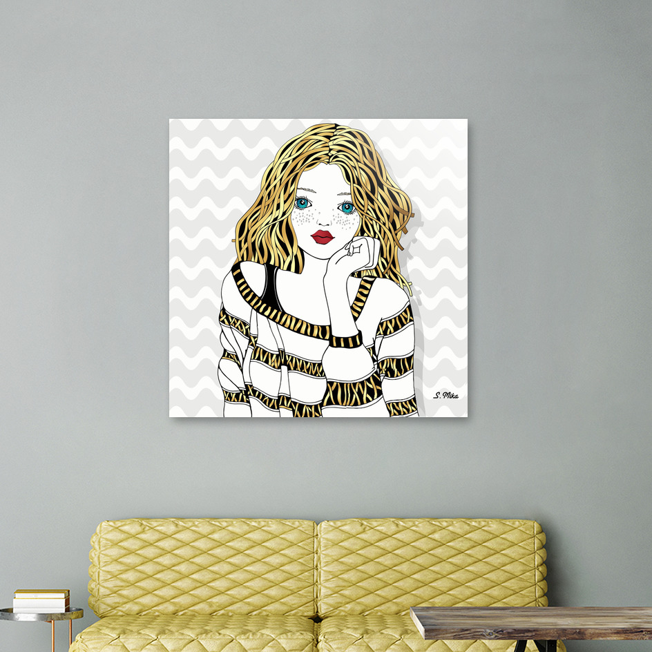 «Girl With Curling Hair» Acrylic Glass Print by MikArt | Curioos