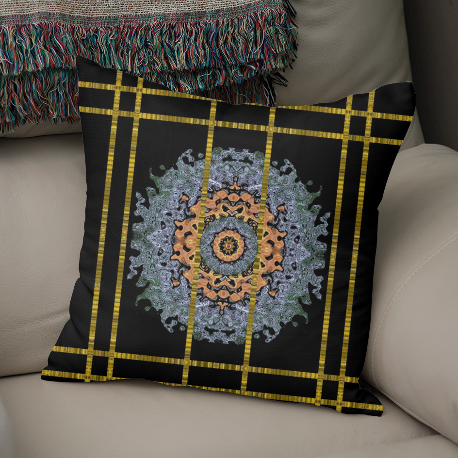«Blue bloom golden and metal» Throw Pillow by Pepita Selles | Curioos